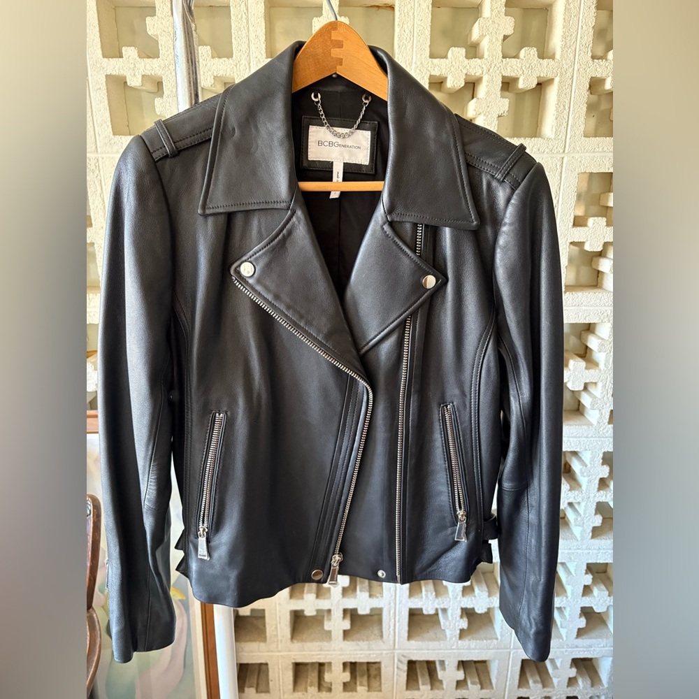 Brand new BCBGeneration Women's Black lamb Leather Jacket NWOT